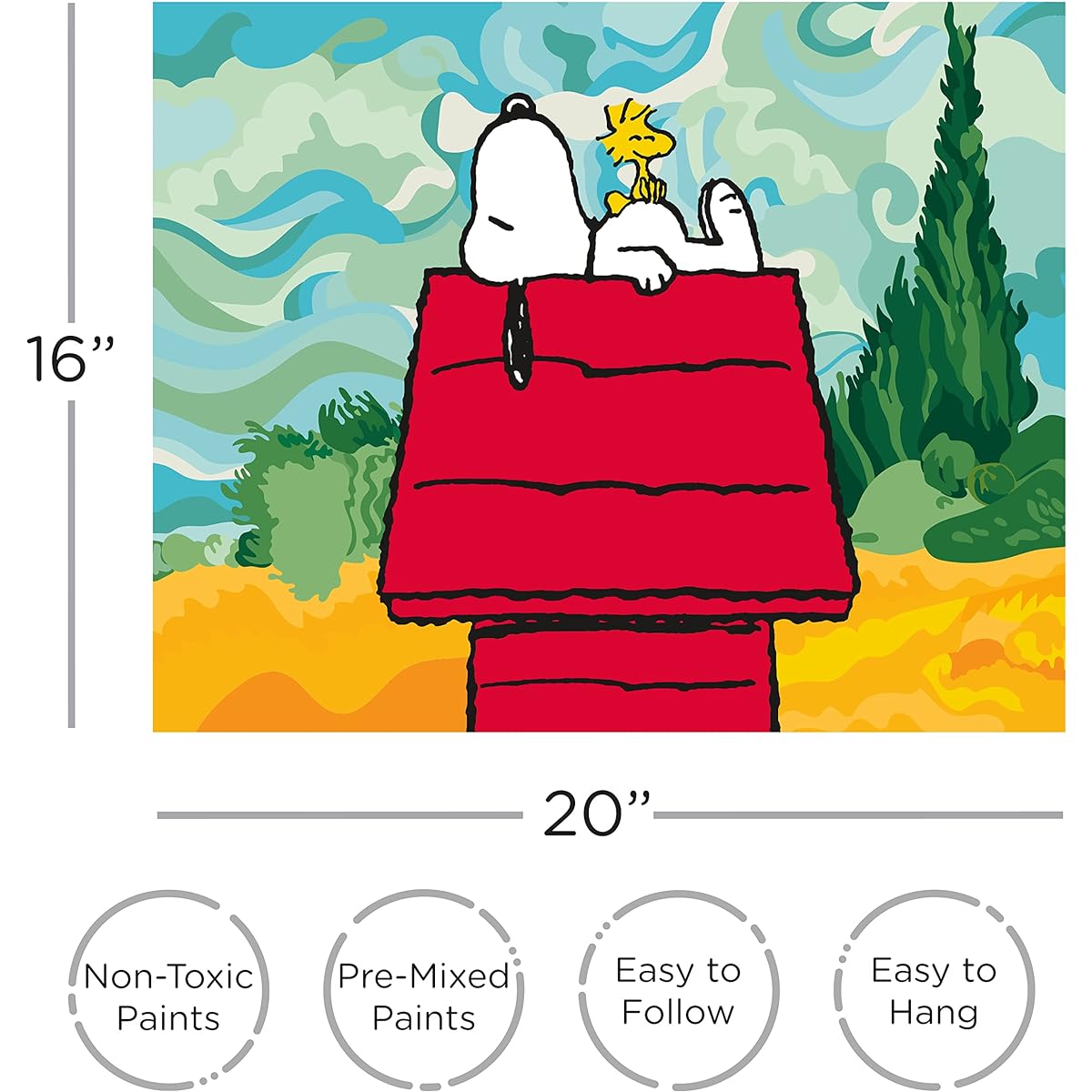 Aquarius Peanuts Snoopy Art by Numbers - 16x20 Inch Peanuts Themed Color by Number Book for Adults & Kids - DIY Color by Number Painting Kit for Beginners - Officially Licensed 88015