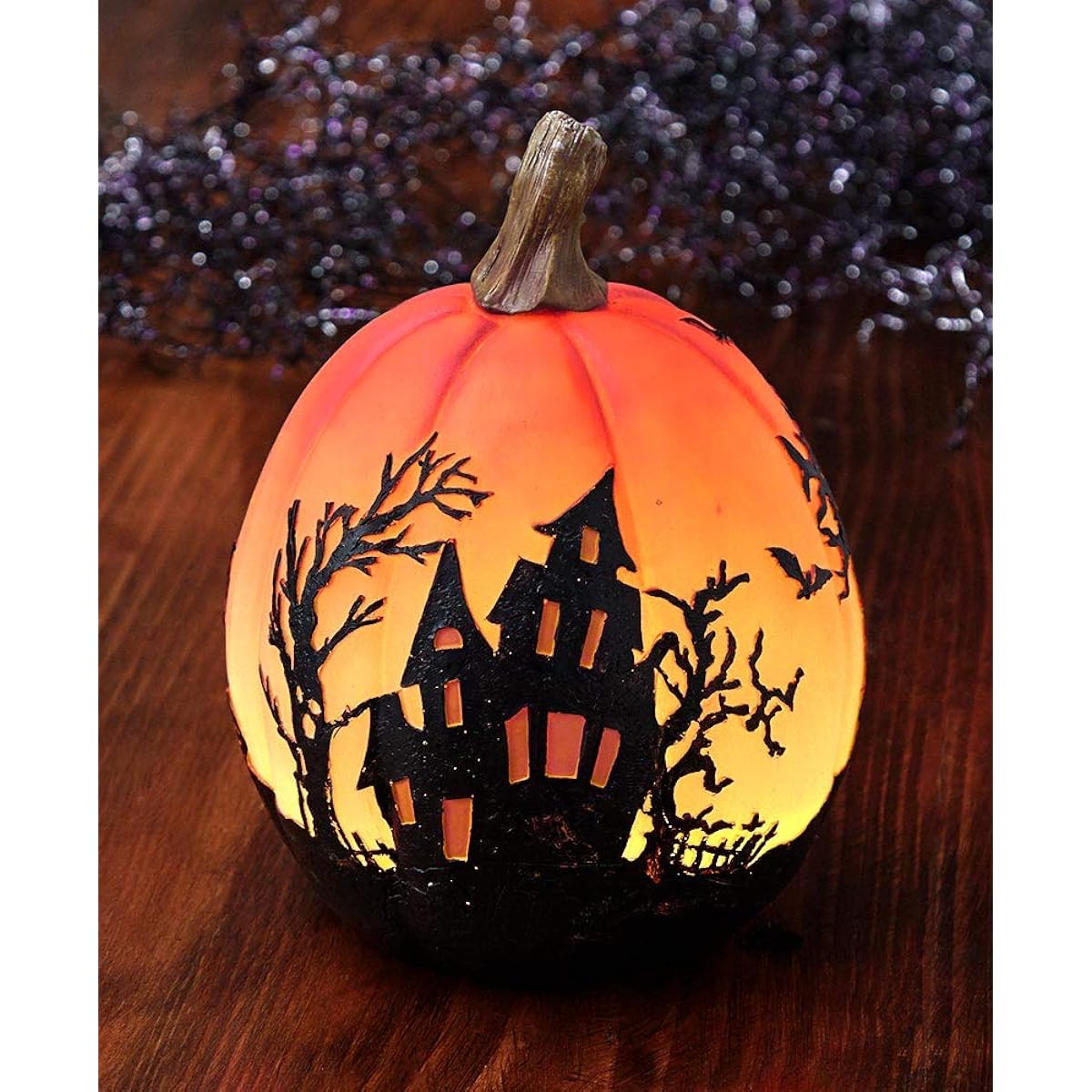 The Lakeside Collection Haunted House Design Color Changing Lighted Halloween Pumpkin Decorations