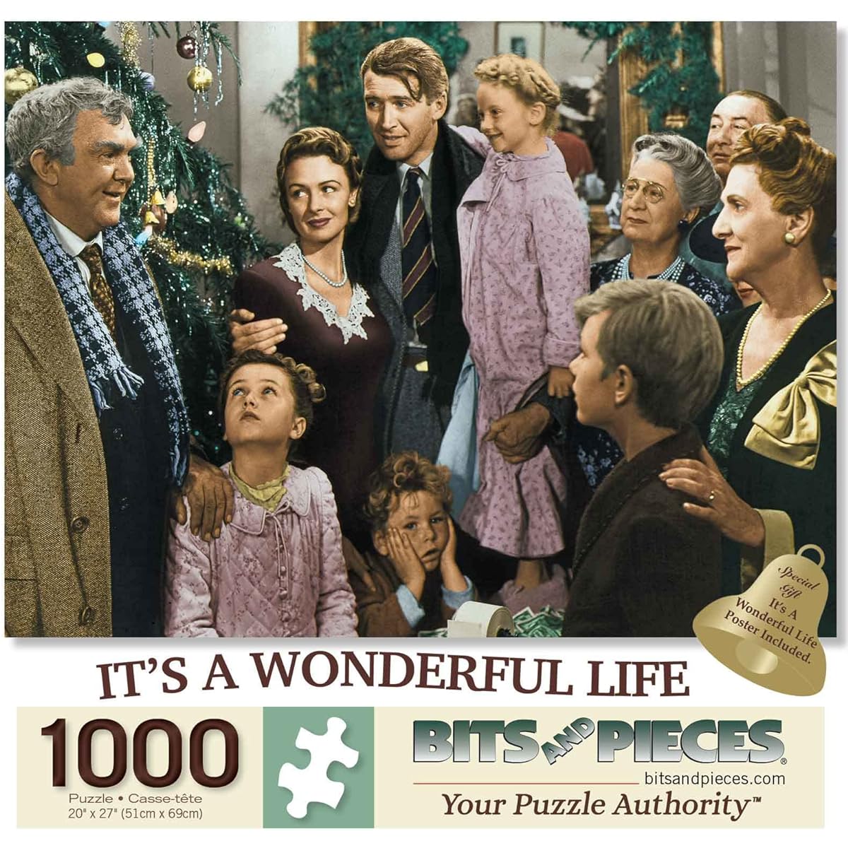 Bits and Pieces - 1000 Piece Jigsaw Puzzle for Adults - "It's A Wonderful Life" - Christmas Classic 1000 Piece Puzzle - 20" x 27"
