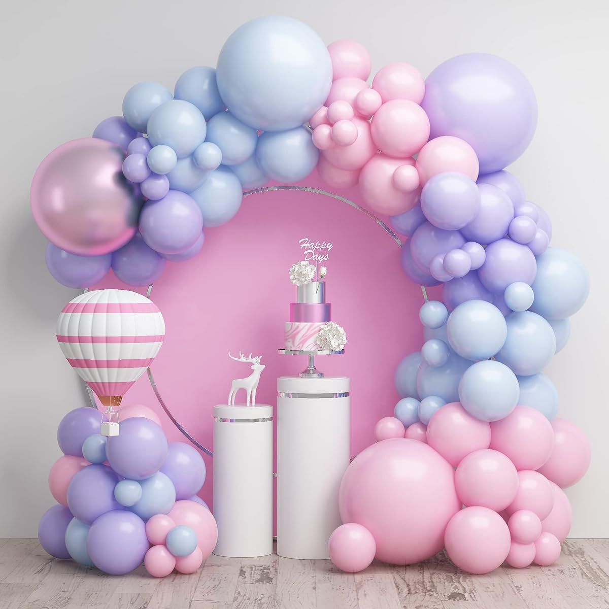 Pink Balloon Garland Kit 99pcs Metallic Light Purple Barbie Pink Light Blue Purple Pink Balloons for Birthday Anniversary Wedding Engagement Festival Picnic Friends Family Party Decoration