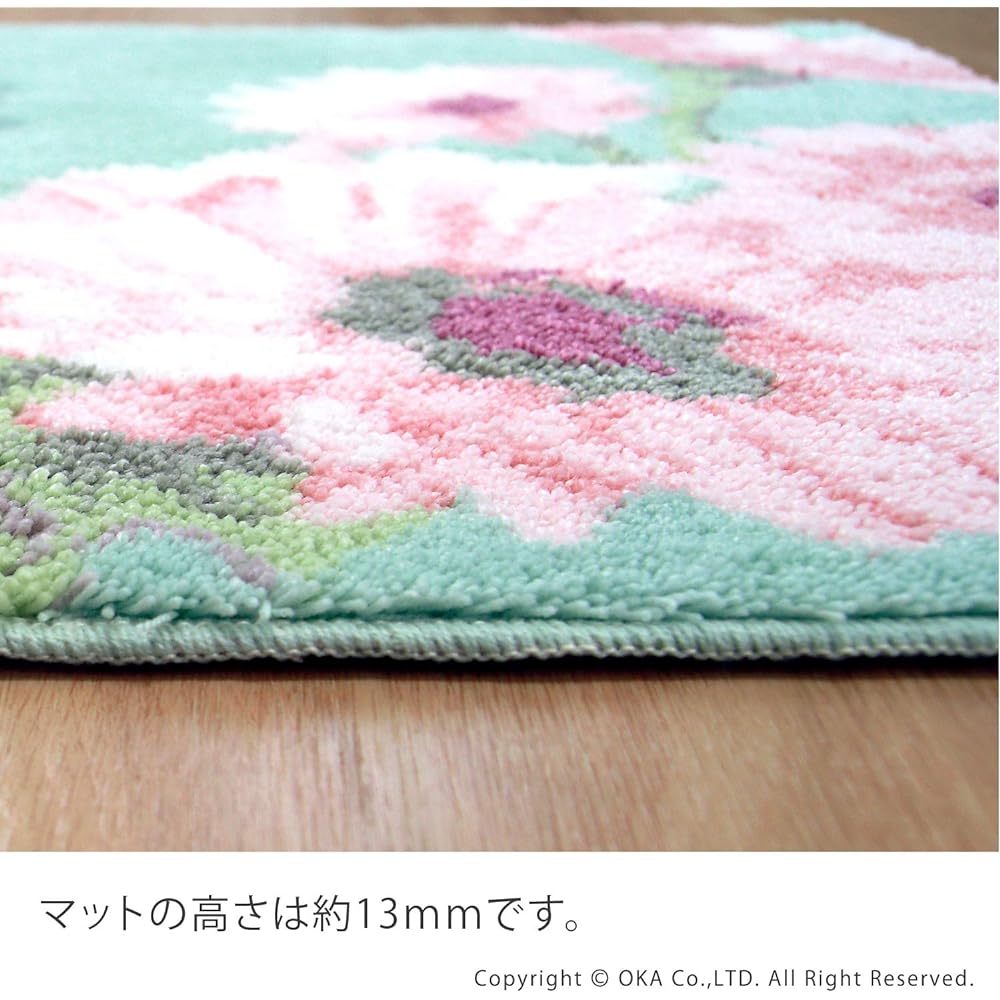OKA Entrance Mat, Green, Approx. 60cm x 110cm Thinka Francil Adsorption Entrance Mat, Water Absorbing, Quick Drying, Antibacterial, Odor Resistant