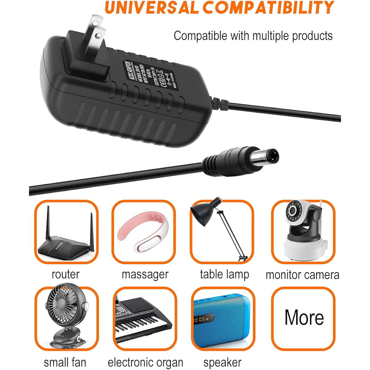 AC to DC Adapter 24V 1A 24W DC Power Adapter AC 100V~240V to DC 24 Volt 1 Amp Converter 1000mA 800mA 600mA 400mA 200mA 5.5x2.1mm/2.5mm Plug