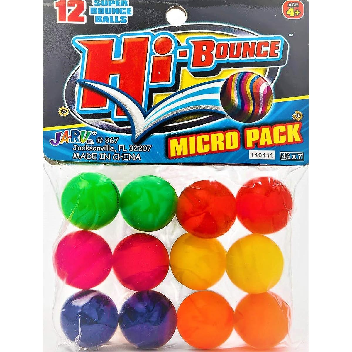 Ja-Ru Bouncy Ball Super Ball Super High Bounce (12 Balls in 1 Pack) Small Toy Party Favors Kids Racquetball Kids Prizes Premium Giveaways Gift Toys with 1 Collectible Ball I Item #967-1p