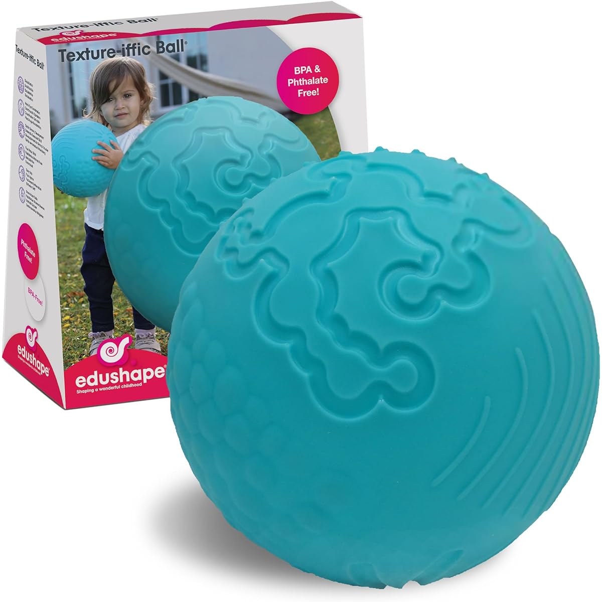 Edushape Texture-iffic Sensory Ball for Babies - 7" Baby Ball Helps Develop Your Child's Gross Motor Skills Ages 6 Months and Up - Infant and Toddler Ball with 8 Sections for 8 Different Tactile Patterns