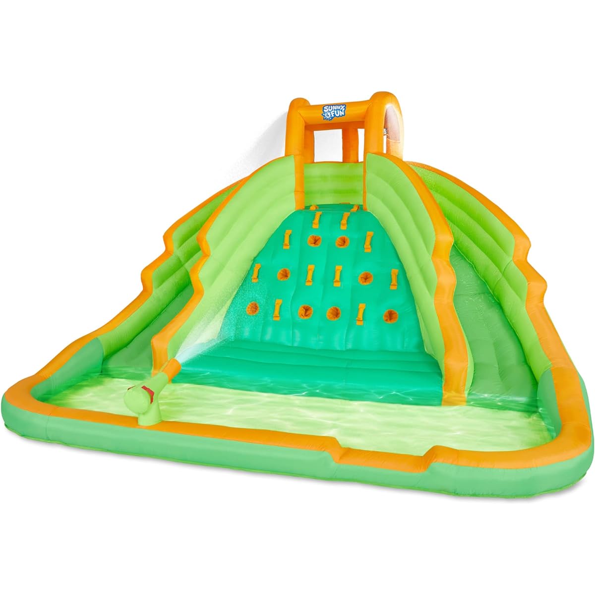 Sunny & Fun Ultra Climber Inflatable Water Slide Park - Heavy Duty Outdoor Fun - Climbing Wall, 2 Slides & Splash Pool - Easy to Set Up & Inflate & Includes Air Pump & Carrying Case