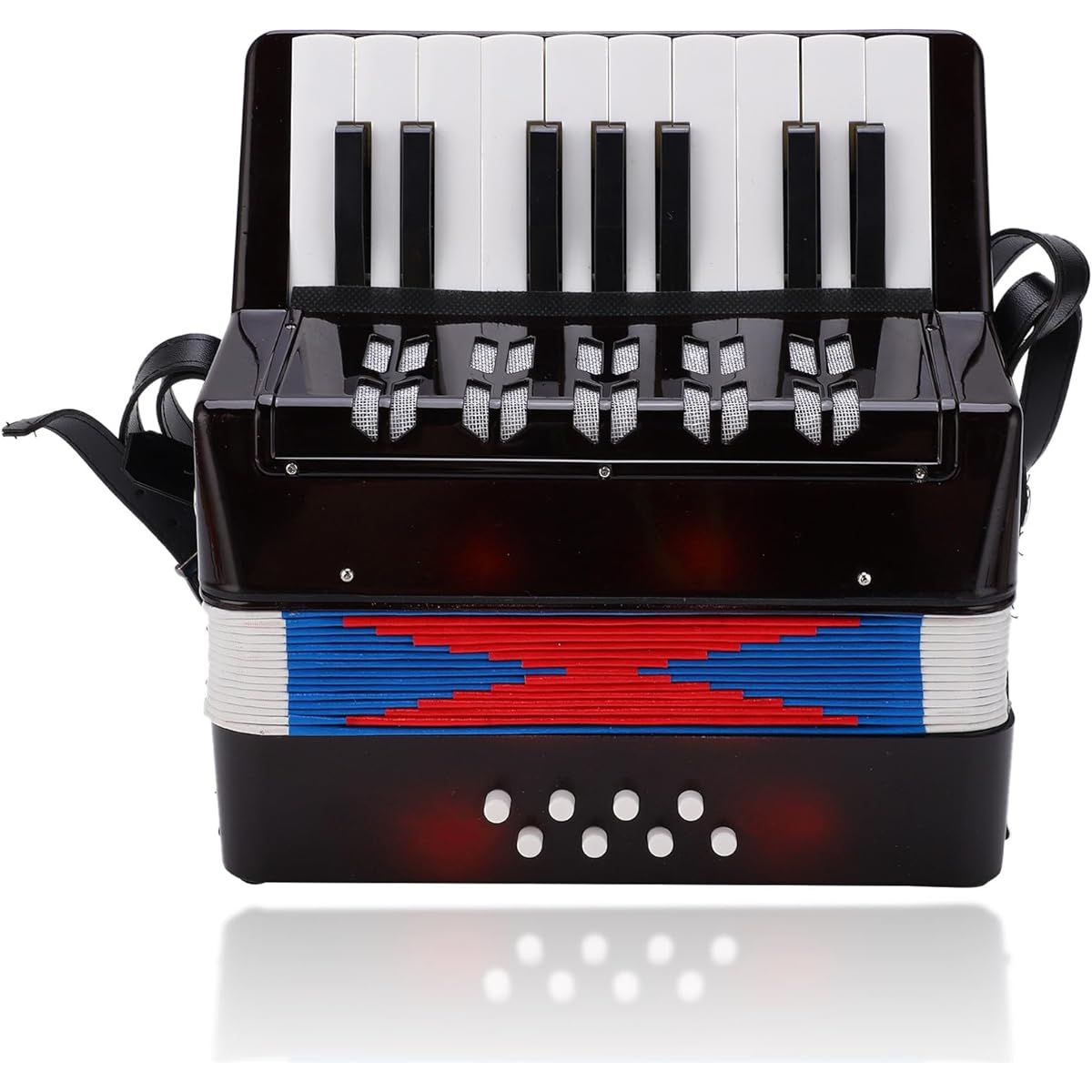 Accordion 17 Keys 8 Bass Accordion Musical Instrument for Adults Mini Accordion Adjustable Strap and Soft Sound Portable Educational Instrument for Music Beginners and Music Enthusiasts