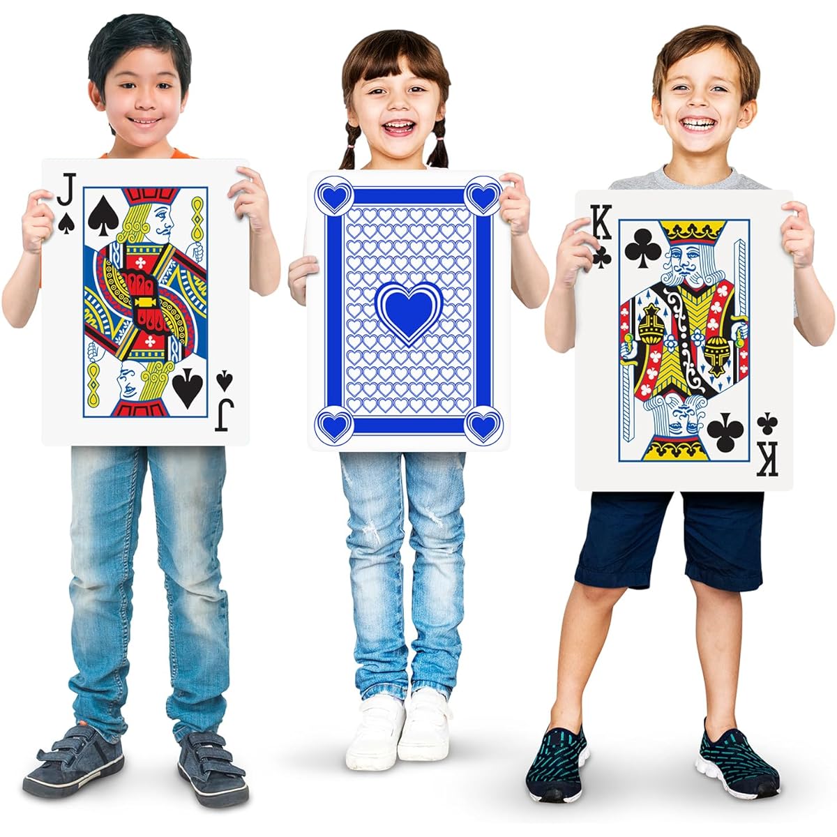 Gamie Giant Poker Jumbo Playing Cards 10.5" x 14.5" Oversized Playing Cards Set with 2 Jokers Huge Casino Game Cards for Kids and Adults Oversized Poker Party Decorations Blue Deck