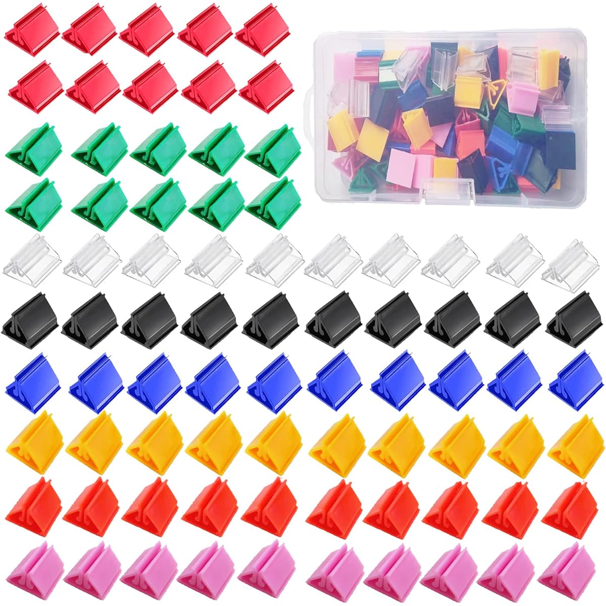 Lohoee 80pcs Card Stand Game Piece Holder Board Marker Plastic Card Holder Board Game Memo Photo Display DIY Game Card Party Favors with Plastic Box
