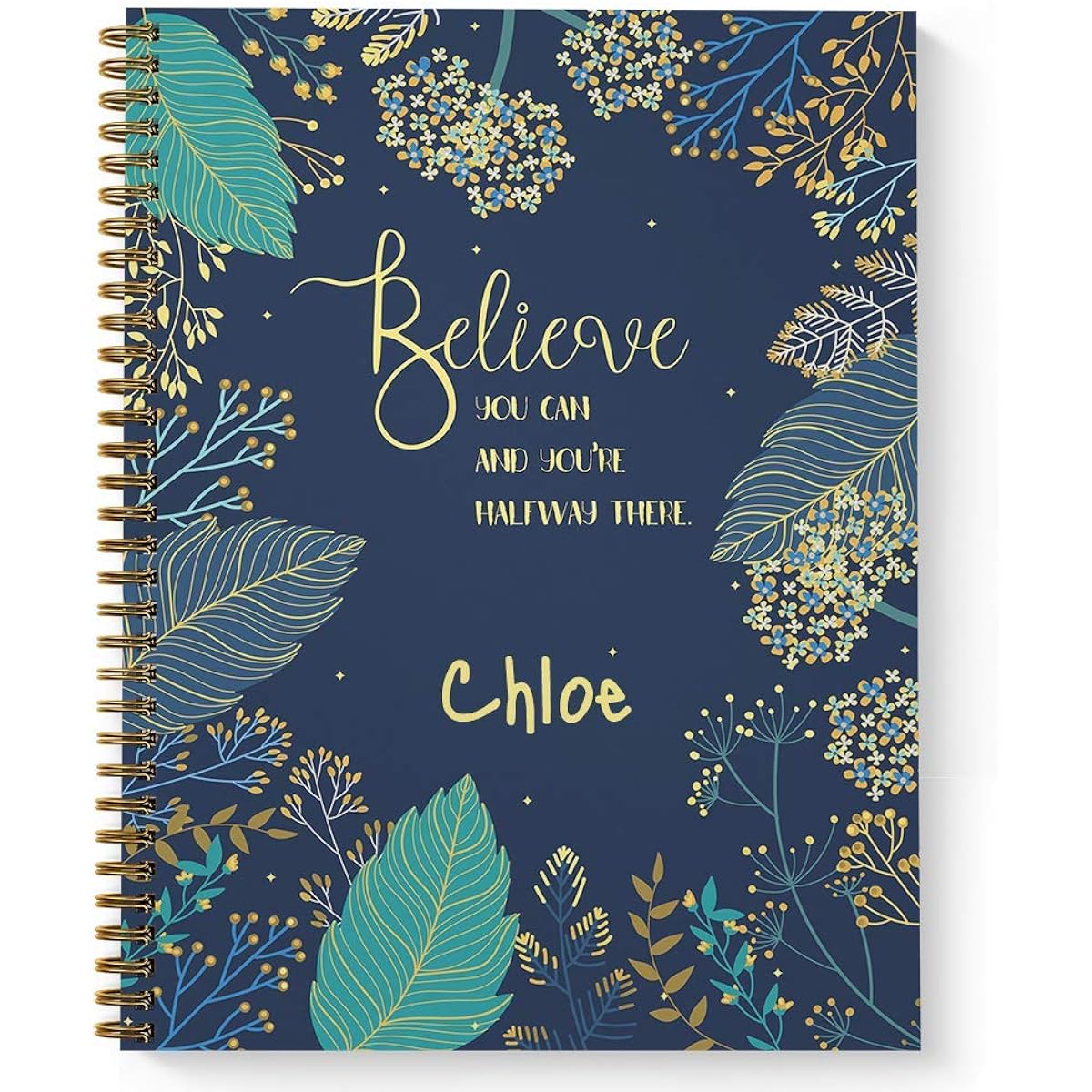 Personalized Bullet Journal/Dot Grid, Notebook, Laminated Soft Cover, 120 Quality Pages Lay Flat Wire-O Spiral. Multiple Sizes, 8.5" x 11" 5.5" x 8.5." Made in the USA, Believe You Can L