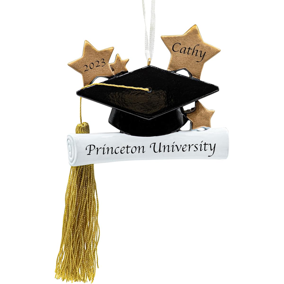 UniqXmas Graduation Christmas Ornaments, Diploma Graduation Cap Tassel with Star for Christmas Tree, High School College Bachelor Doctorate Graduation Souvenirs, Customizable