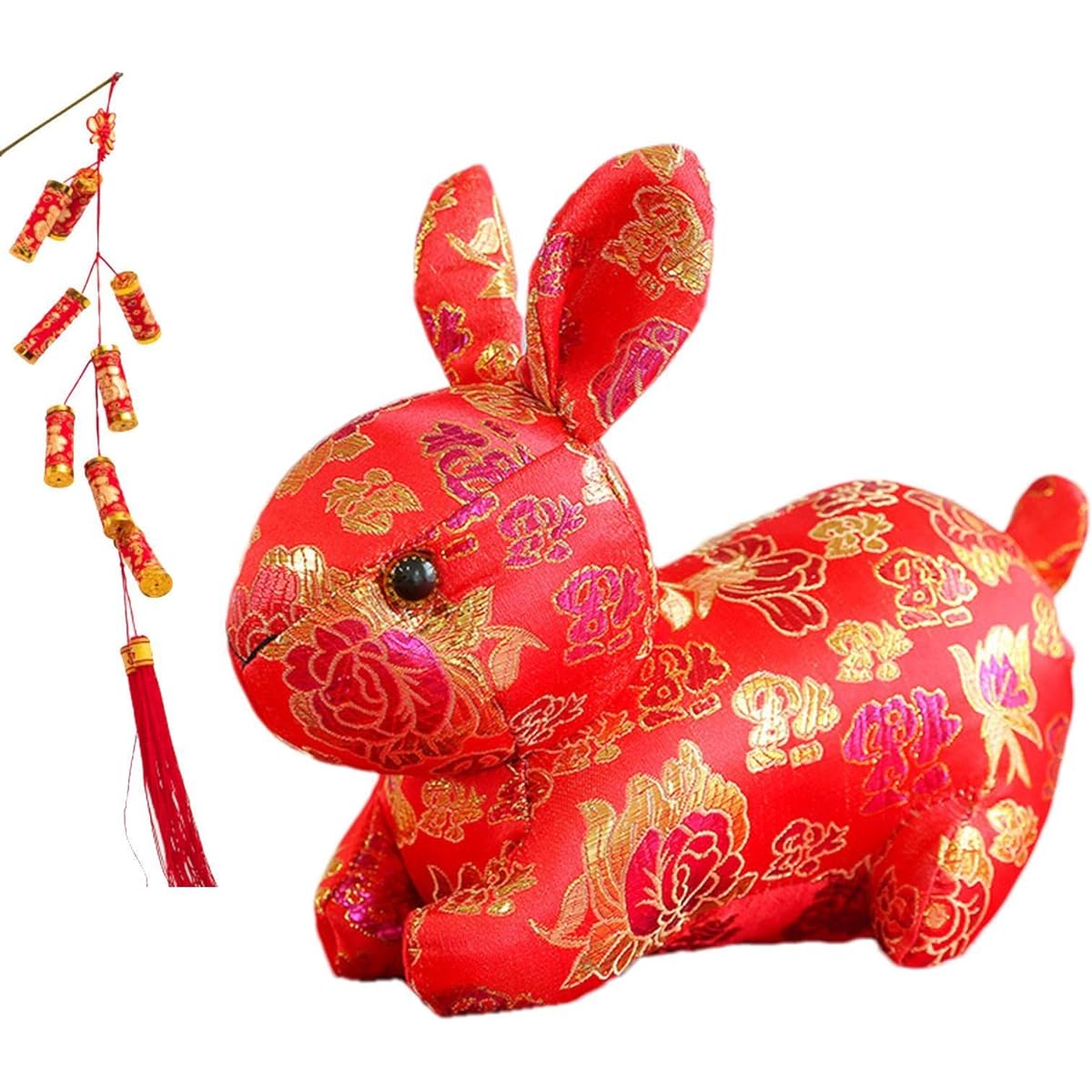 Littryee Chinese Mascot Rabbit Stuffed Toy 2023 Chinese New Year Rabbit Stuffed Toy Decoration Chinese Rabbit Stuffed Toy Lucky Rabbit Toy Home Party Indoor Table Decoration