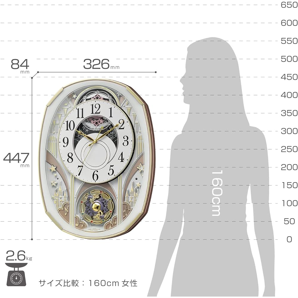 RHYTHM Wall Clock Radio Analog Karakuri Small World Noel S 30 Songs Melody White Small World 4MN551RH03