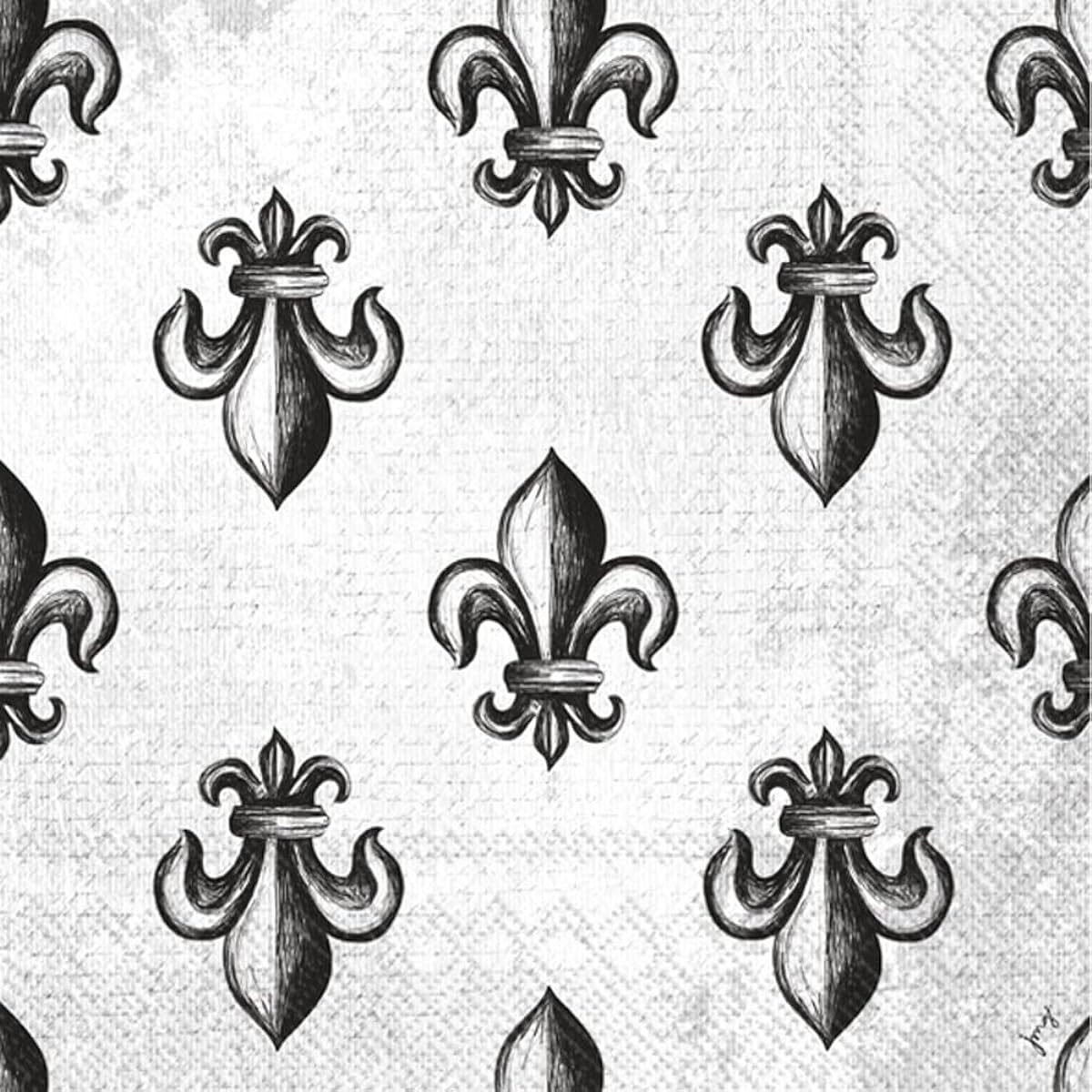 Boston International IHR 3-ply Paper Napkins, Mardi Gras, Fat Tuesday Design, Lunch Size, 20 Count, Croquis Fleur De Lis