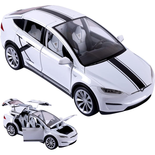 FESVASDEE Model Car 1/20 Scale Sports Racing Version Pull Back Car Diecast Car Metal Model Car with Sound and Lights for Kids Ages 3+ White