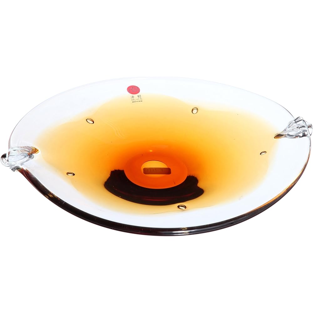 Tsugaru Vidro Leaf Konoha Oval Plate Blue F-71115