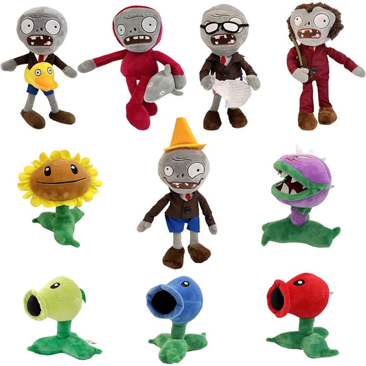 001-Dyharnsty Plush Sunflower Plant Soft Figure Doll Toy PVZ Plush 1 2 Set (Sunflower)