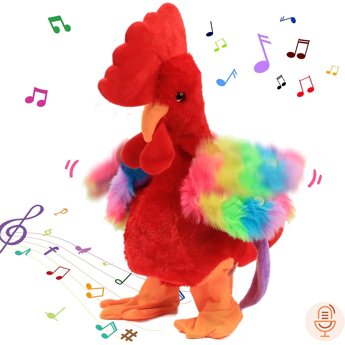 Easfan Musical Chicken Plush Toy Electronic Interactive Plush Toy Singing Dancing Squatting Waving Rooster Easter Birthday Kids Red 13.5 Inch