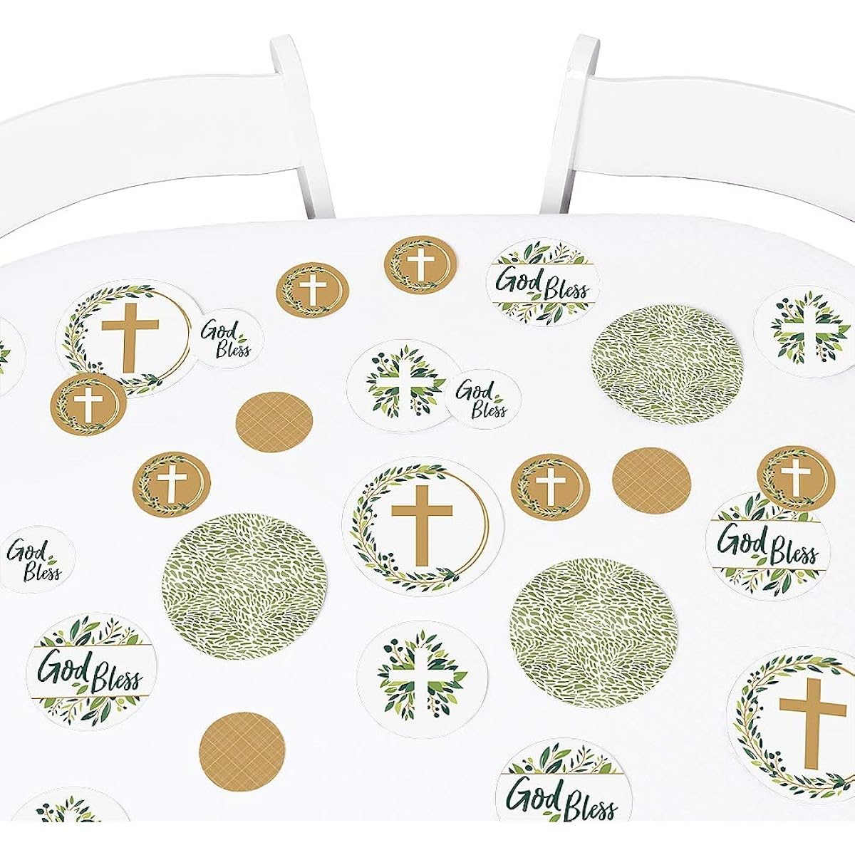 Big Dot of Happiness Elegant Cross Religious Party Giant Circle Confetti Party Decorations Large Confetti 27 Pieces
