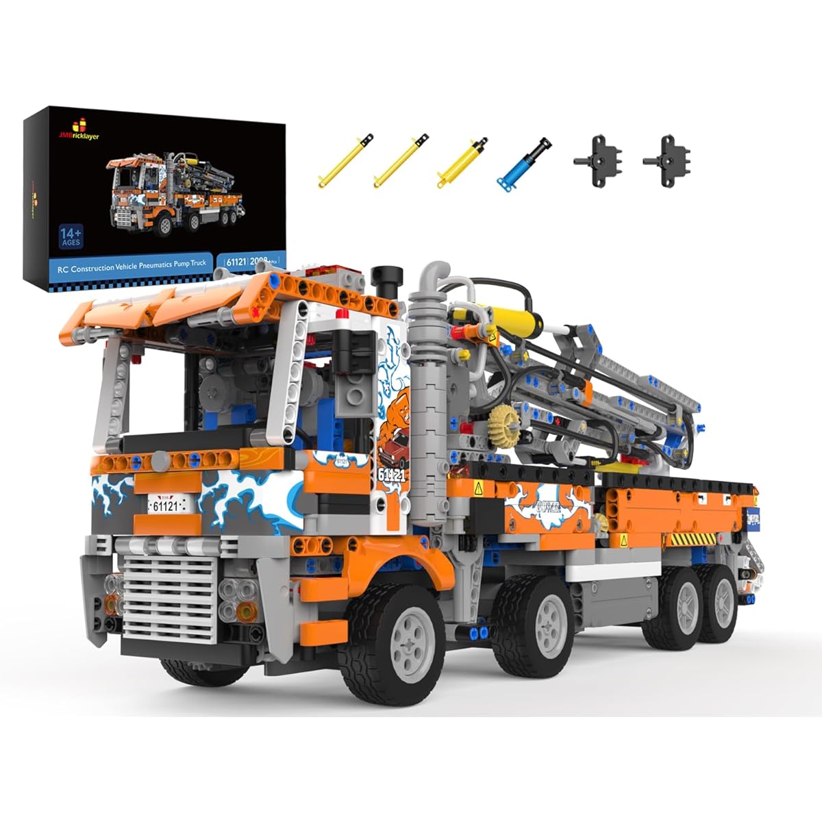 JMBricklayer Pneumatic Pump Truck Building Kit - Construction Toys Engineering Vehicle Building Blocks Model Kit, Truck Set for Adults, Gift for Teens, Block Collectors Toys for Ages 14+/Adults (2098 Pieces)