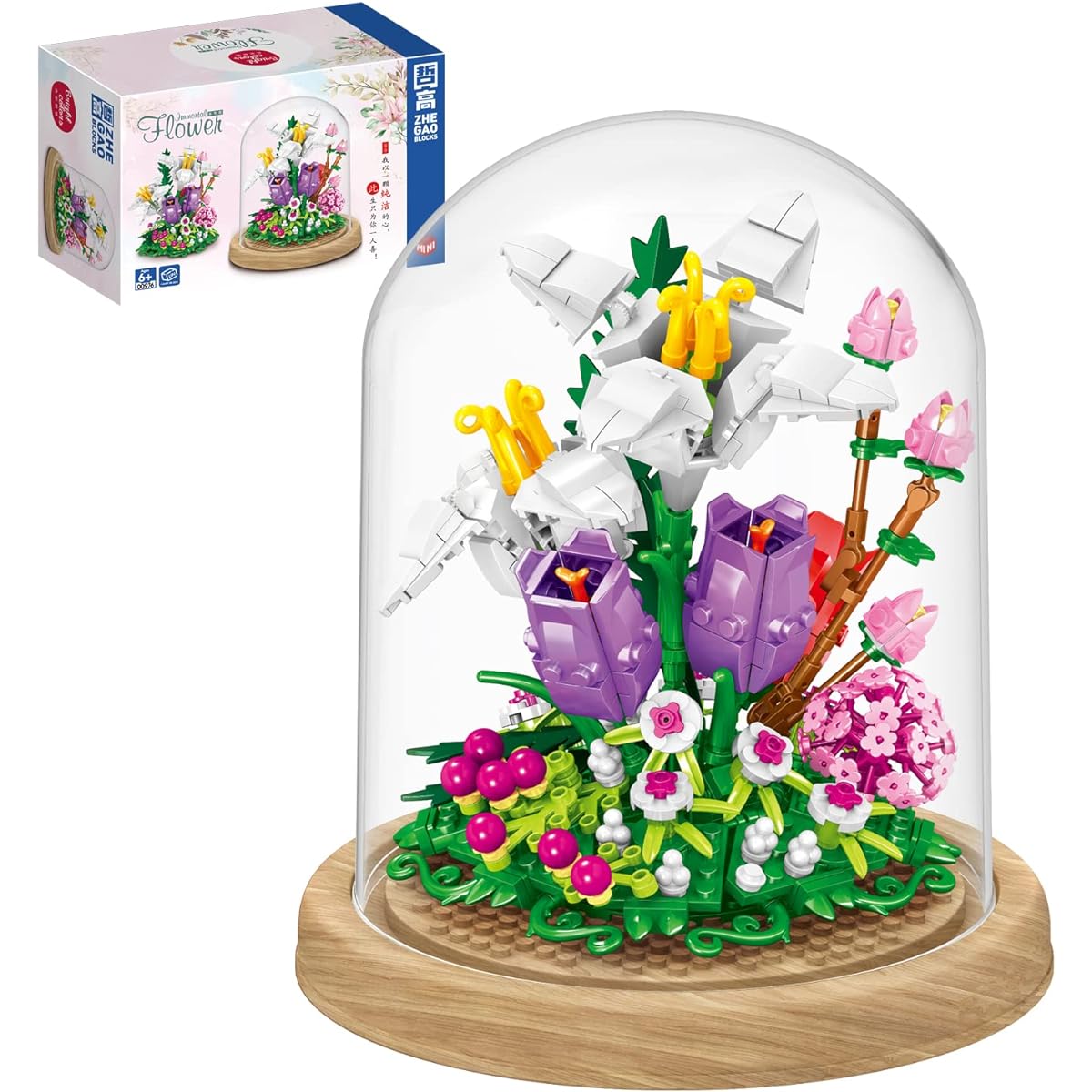 QARULUS Flower Bouquet Building Set, Friends Set, Adult DIY Plant Bonsai Tree Decoration Flower Building Blocks Set Botanical Collection Valentine's Birthday Gift for Girls Mom Women Girlfriend (Lily)