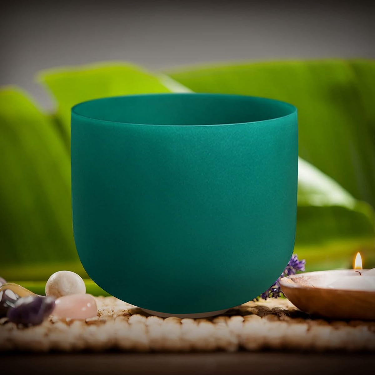 SITSANG Green F Note Heart Chakra Crystal Singing Bowl 8 Inch Singing Bowl Carry Case Bag with Rubber Mallet and Suede Striker