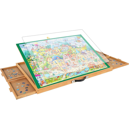 ALL4JIG 1500 Piece Adjustable Jigsaw Puzzle Board with 4 Drawers and Cover - 3 Tilt Puzzle Board Portable | 25" x 34" Jigsaw Puzzle Tabletop Easel