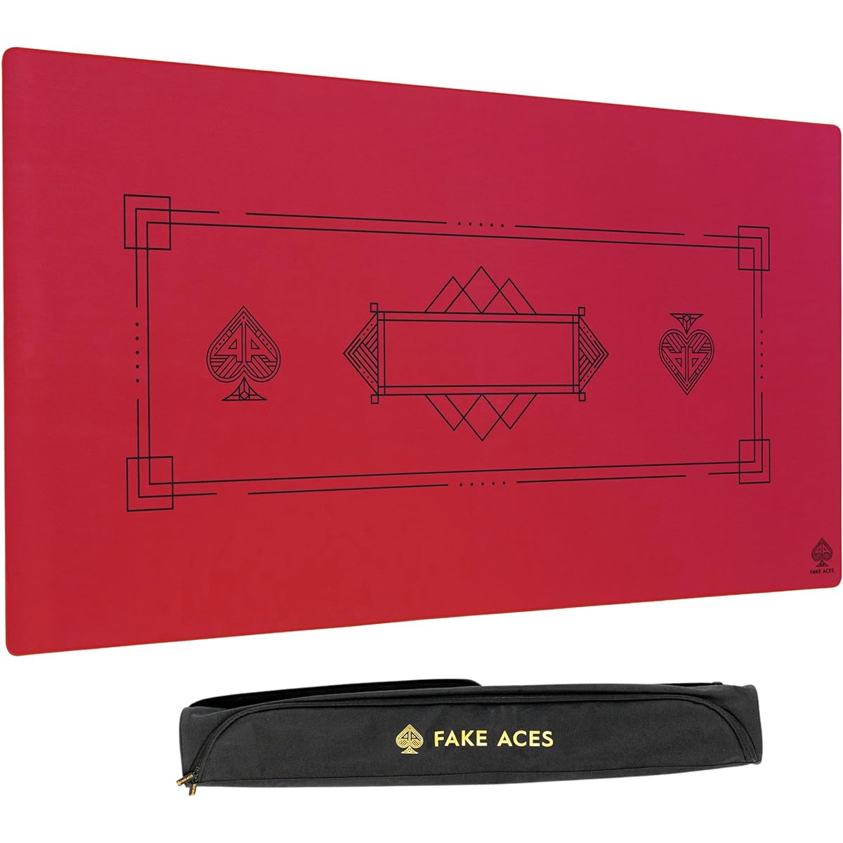 FAKE ACES - Luxe Poker Table Topper - Waterproof Poker Mat 70" x 35" Texas Hold'em Poker Mat - Portable Felt Poker Table for Home Game Night - Poker Table Top with Non-Slip Base