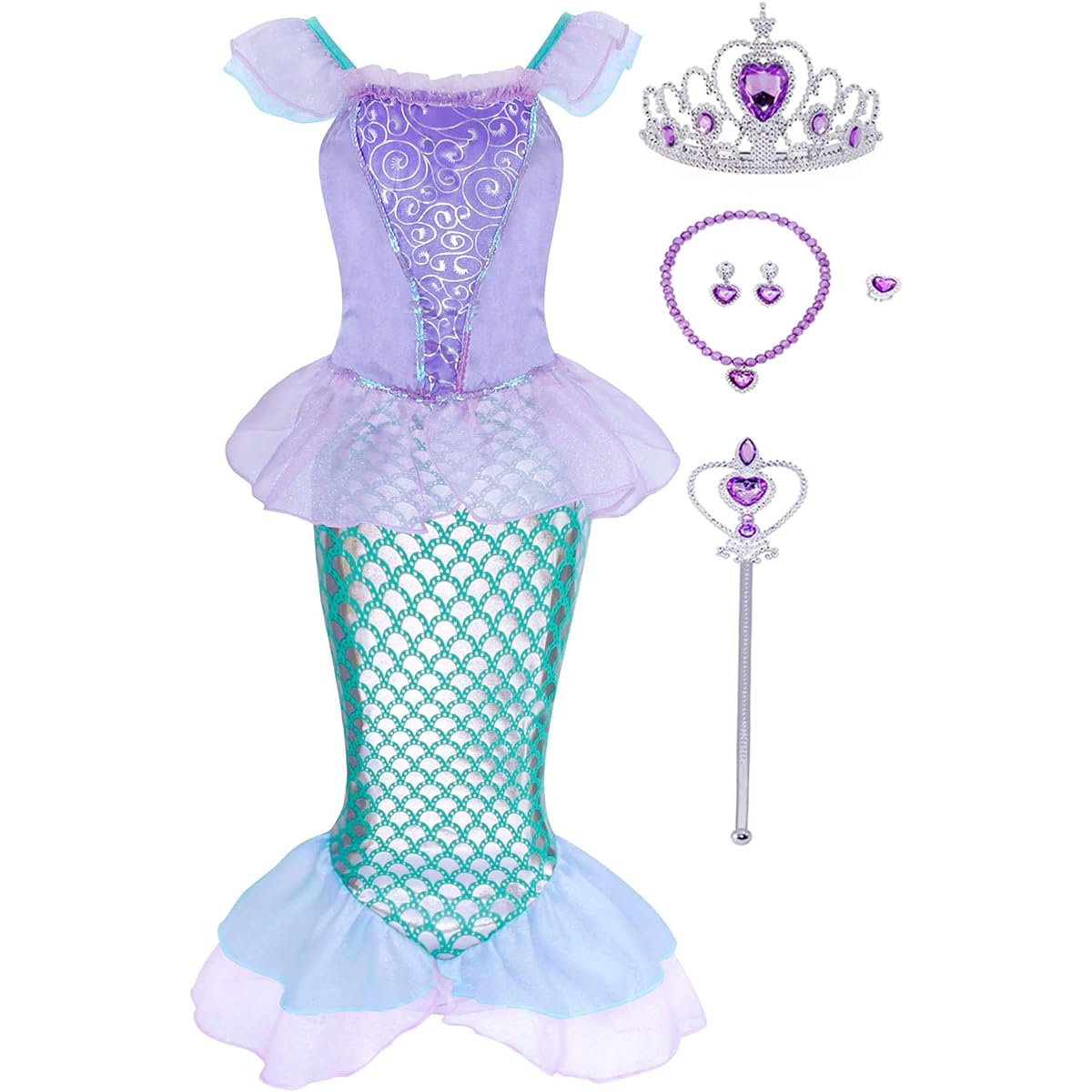 HenzWorld Girls Costume Dress Princess Birthday Party Cosplay Sequins Accessories Ages 1-12