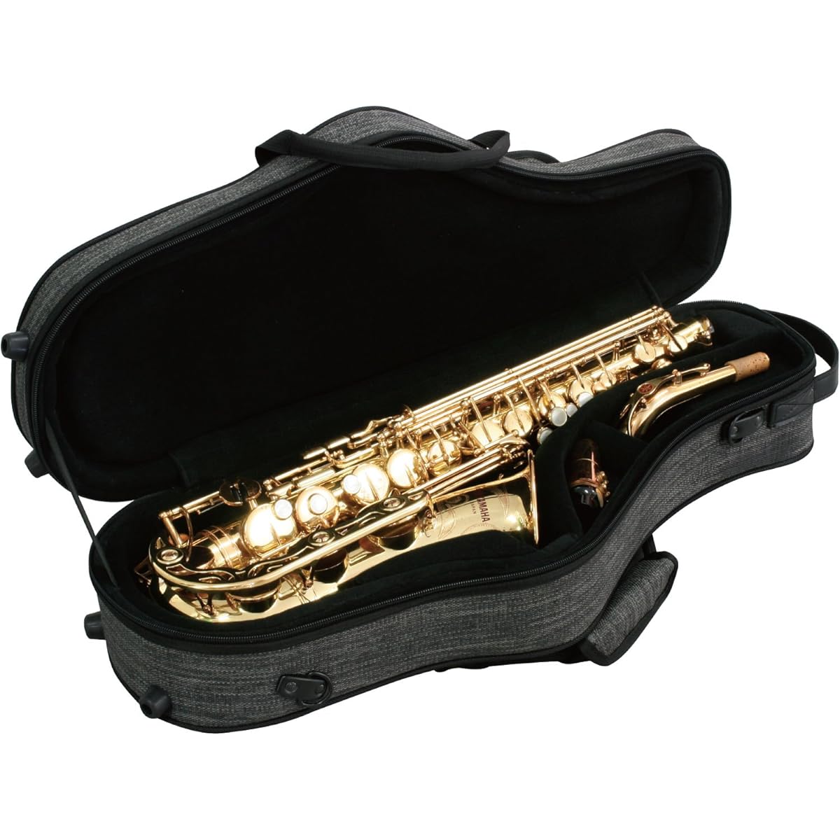 Kikutani Alto saxophone lightweight case that can be used as a backpack Tweed fabric AS-Tweed Gray