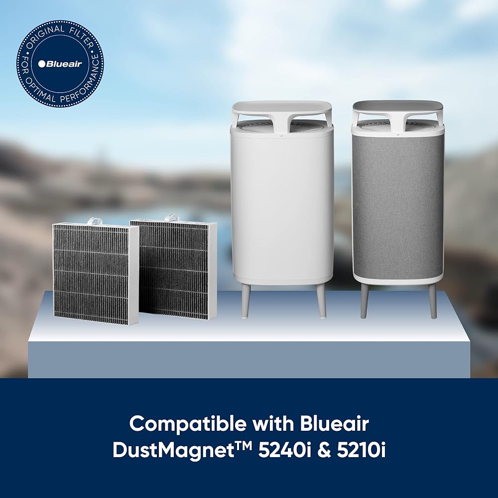 BLUEAIR DustMagnet 5200 Series Combo Filter Genuine Replacement Filter DustMagnet 5240i 5210i Home Air Purifier for Dust, Viruses, Bacteria, Smoke, Allergies