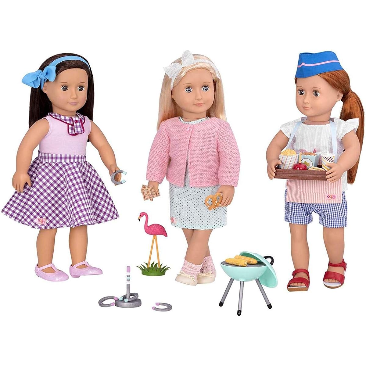 NEW! Our Generation Retro Garden Party with flamingo and grill