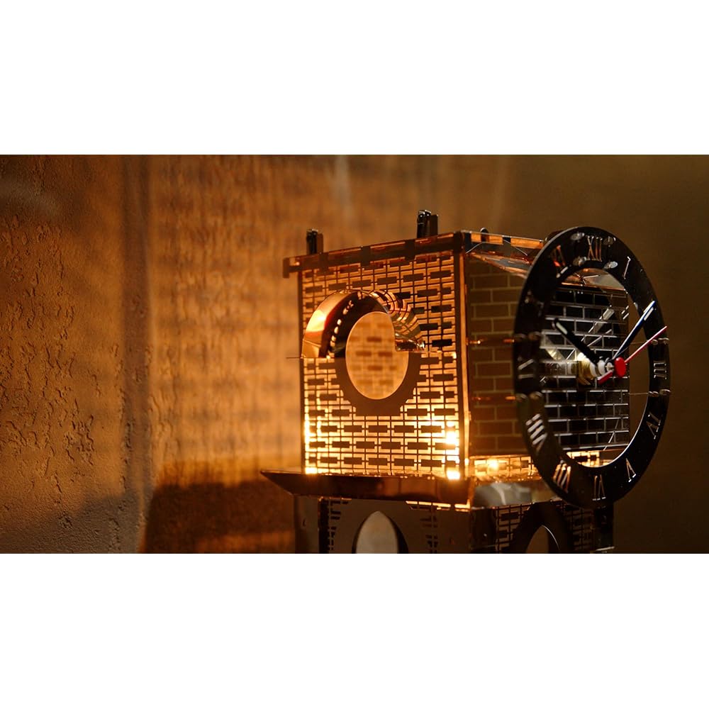 METAL-TIME, 3D Model Clock Kit, 3D Puzzle Clock, Steel 3D Metal Puzzle, Clock Model Kit for Adults Master of Time, Functional Clock with Fluorescent Arrows, Candle Place by Metal Time