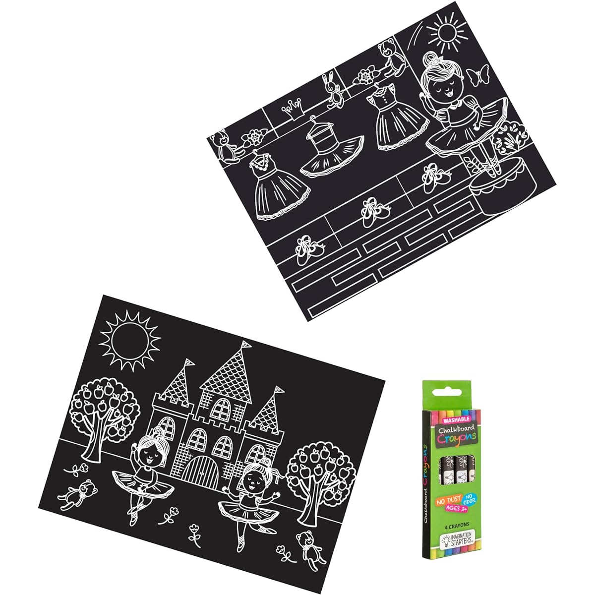 Imagination Starters Mess-Free Washable Coloring Toy Set, Travel Essentials for Kids Toddlers Ages 3, 4, 5, 6, Ballerina