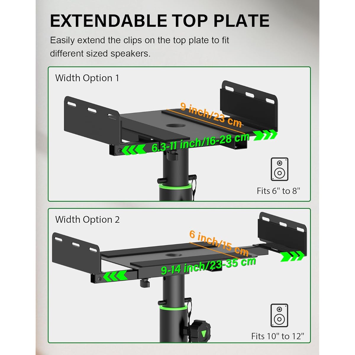 Vondynote Dual Side Clamp Studio Monitor Stand Set of 2 Short Desktop Clamp Speaker Stand Adjustable Height Extendable Top Plate Mounts with Screws