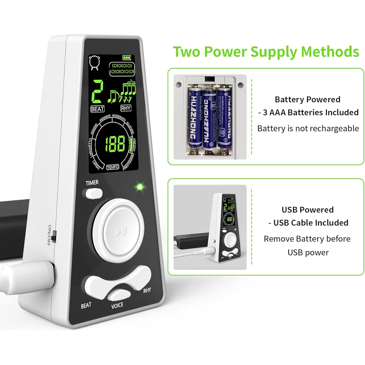 Electronic Digital Metronome for Musicians Piano Guitar Violin Instrument Volume & Beat Speed Adjustable Universal (Blue)