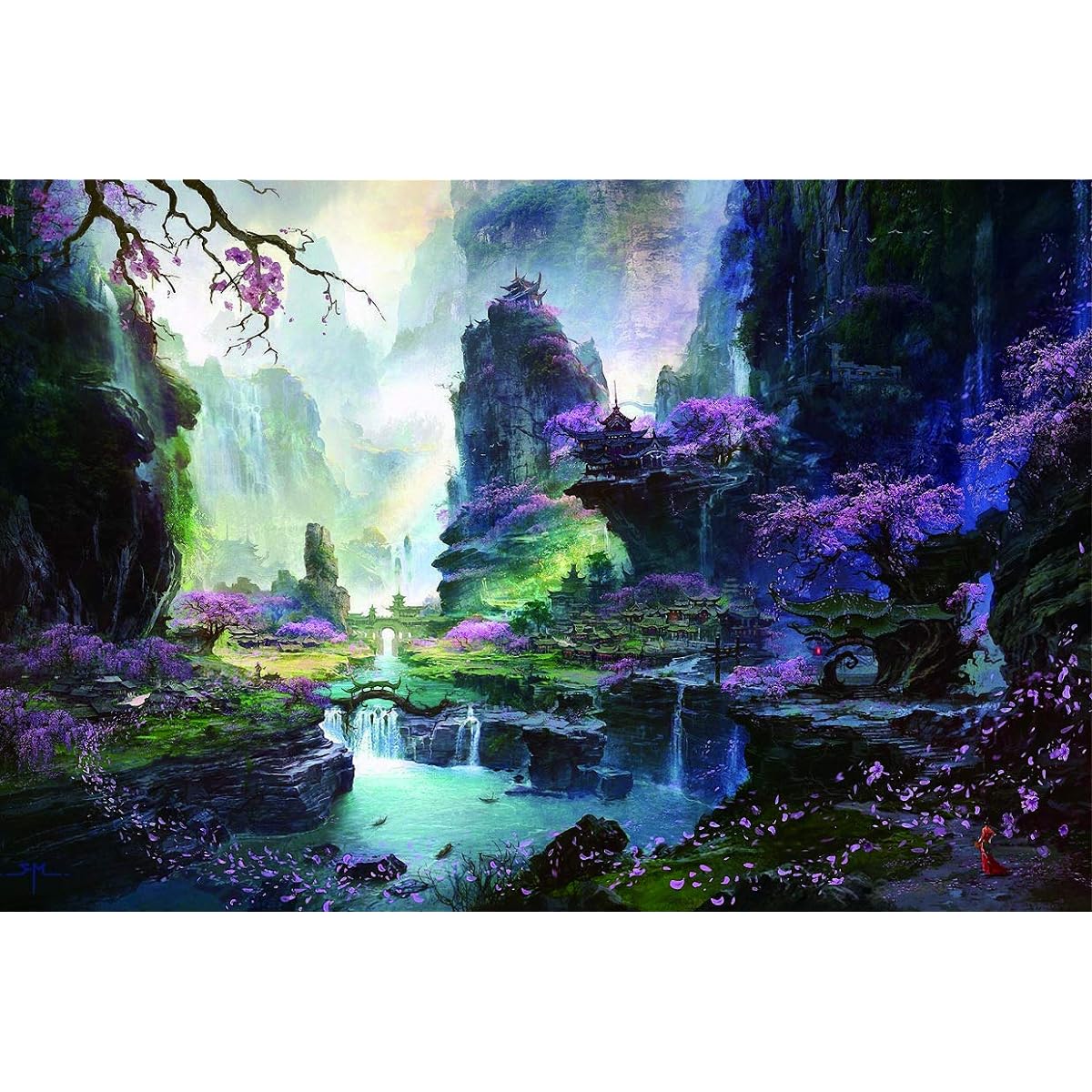 Losmmney Wooden Jigsaw Puzzle 1000 Pieces Mountain Stream Waterfall Landscape Adult Puzzle Toy Challenge Brain Game Kids Adult Toys Wooden Jigsaw Puzzle