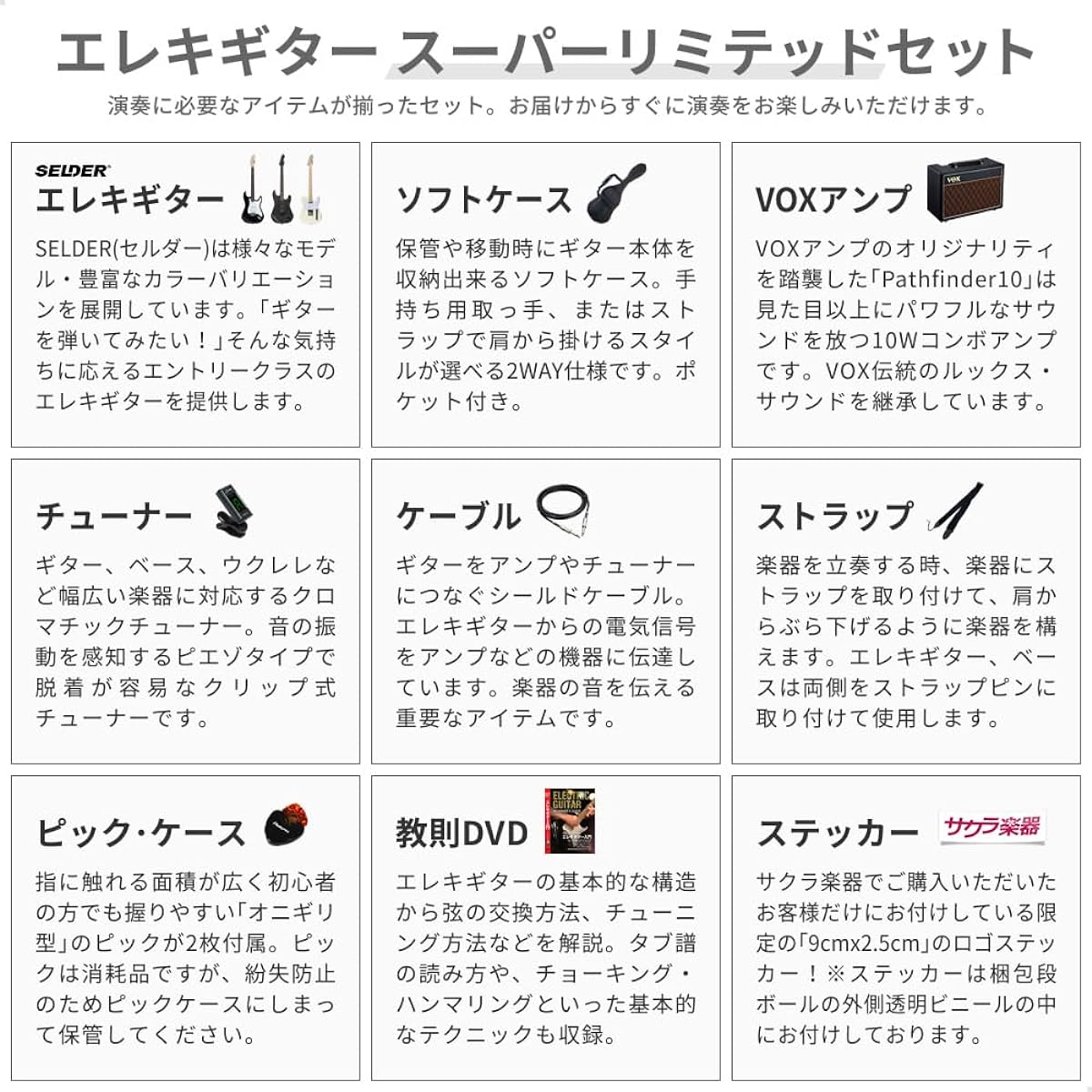 SELDER Electric Guitar Stratocaster Type STC-04/BB Beginner Super Limited Set