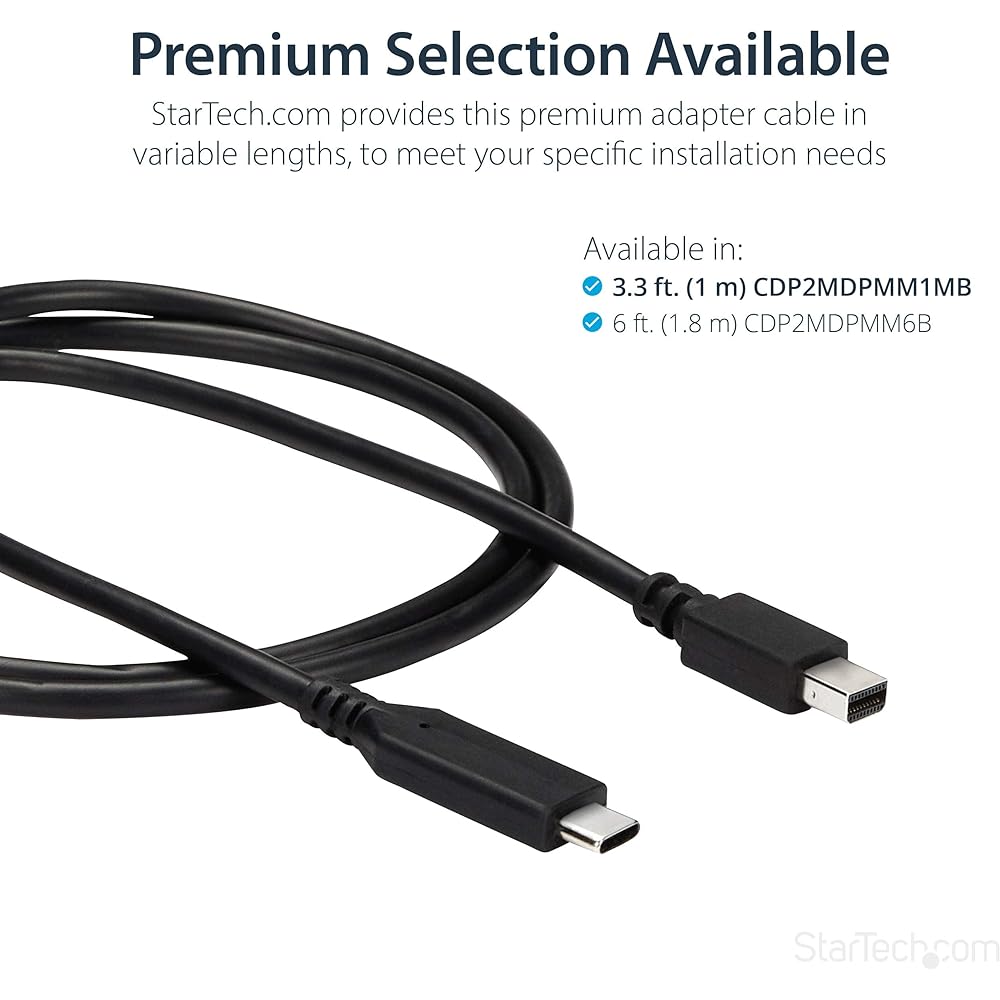 StarTech.com USB-C to Mini DisplayPort Cable 1m 4K/60Hz Black CDP2MDPMM1MB