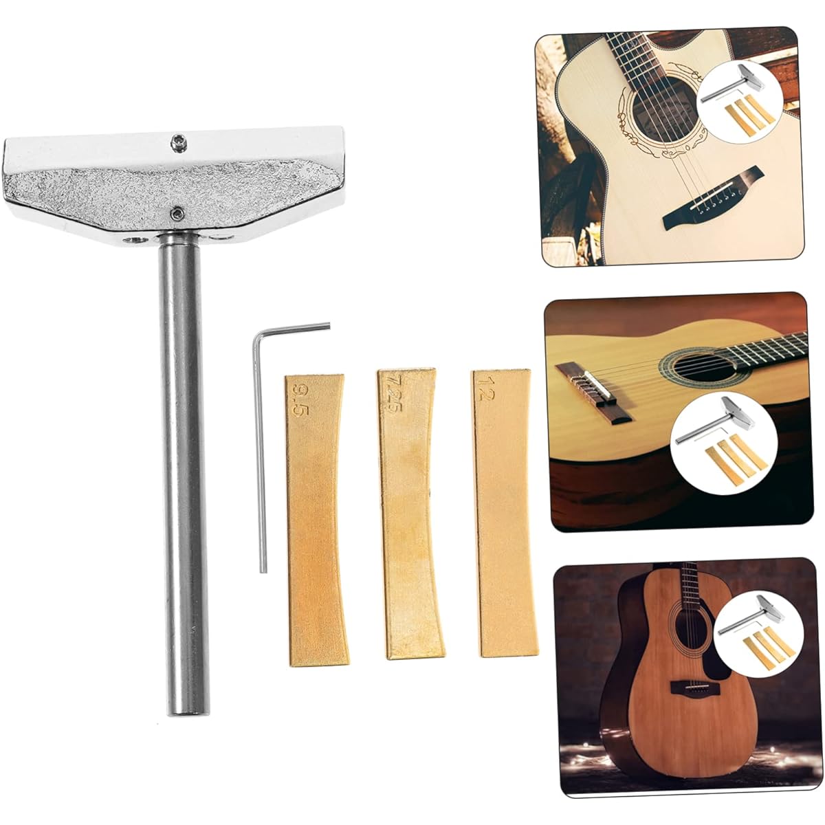 VICASKY 5pcs Fret Installation Kit Capo Fret Insert Fret Press Bass Jig Multi-Tool Cowl Insert Guitar Ukulele Installation Tool Bass Installation Lens