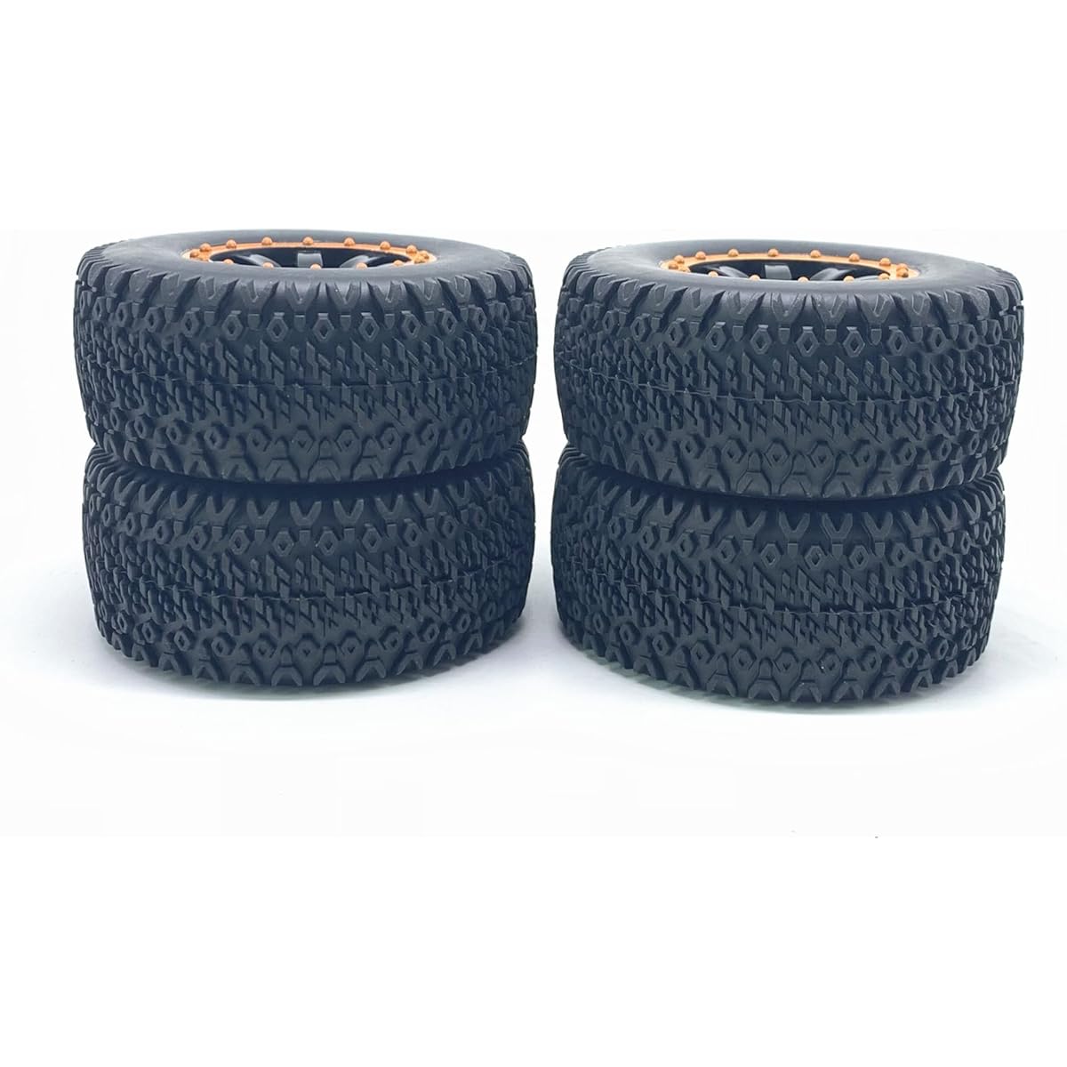KingVal 4PCS Replacement Durable RC Tire Tire Wheel ø110 x 45mm Hex Joint 12mm 1/10 Traxxas Slash HPI Redcat HSP ZD Racing Short Course Truck (Orange)