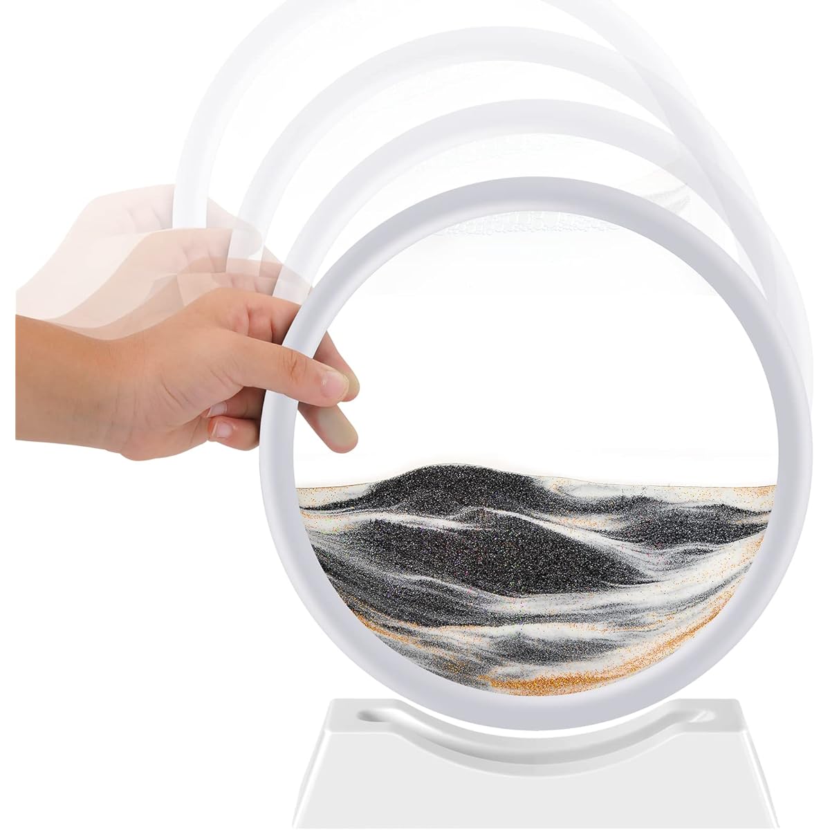 TKTM Liquid Motion Sandscape Round Moving Sand Art Sensory Toys Anxiety Fidget ADHD Relaxation Toys Home Office Desktop Decoration