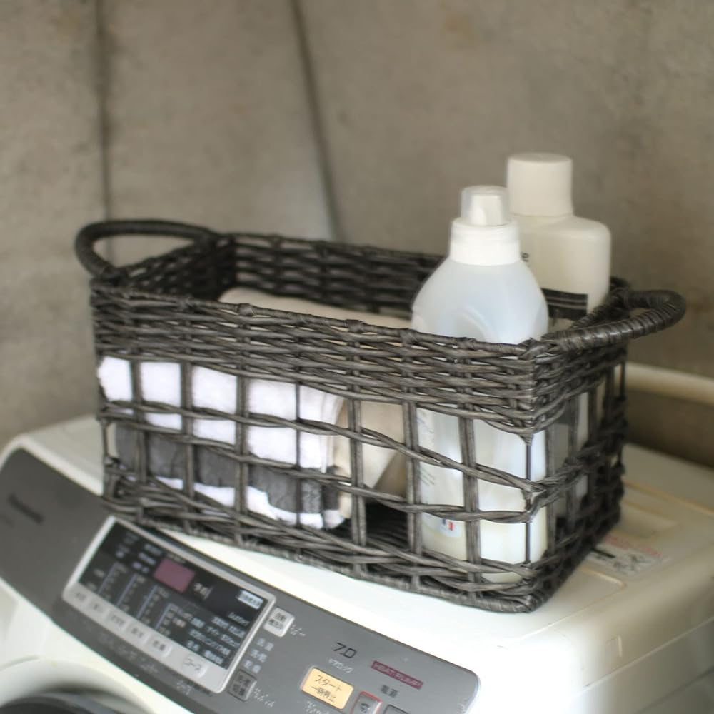 SPICE OF LIFE Basket Re-PLA Handle Recto Basket 2 Size Set Charcoal Gray Large 100% Recycled Plastic Water Resistant Powder Coated Wire Included LALF2149CH