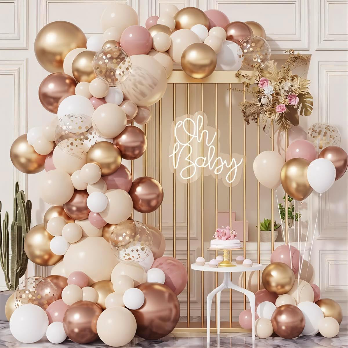 Blush Balloon Garland Arch Kit Retro Pink Double Stuffed Nude Gold White Balloons Latex Balloons Bridal Baby Shower Bachelorette Birthday Wedding Decorations