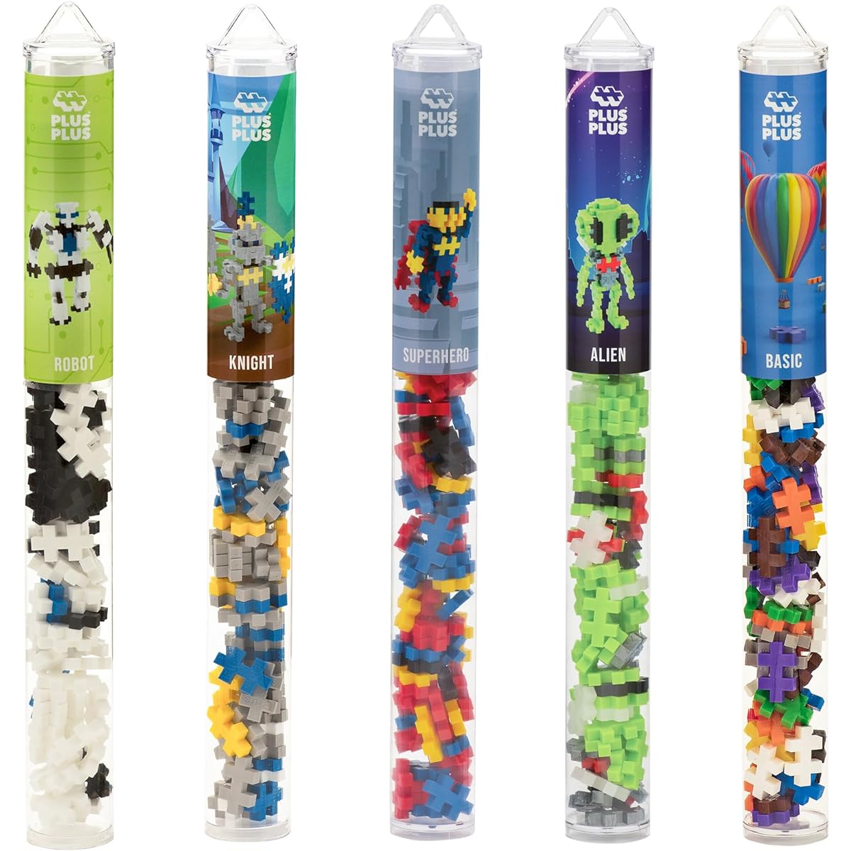 PLUS PLUS - 5 Piece Figure Playset Set of 70 Tubes - Construction Construction Stem/Steam Toy Interlocking Mini Puzzle Blocks for Kids