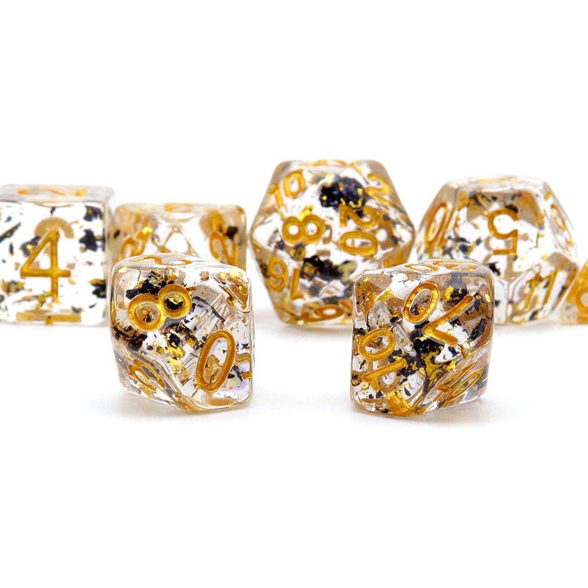 Haxtec 2 Tone Black Gold Foil DND Dice Set Polyhedral RPG Resin Dice Dark Lord