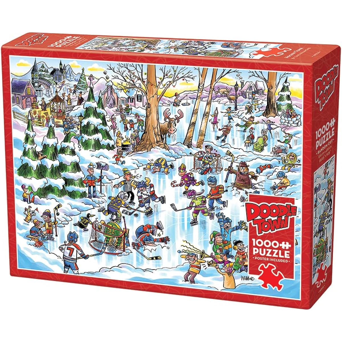 Cobble Hill 1000 Piece Puzzle - DoodleTown:Hockey Town - Sample Poster Included