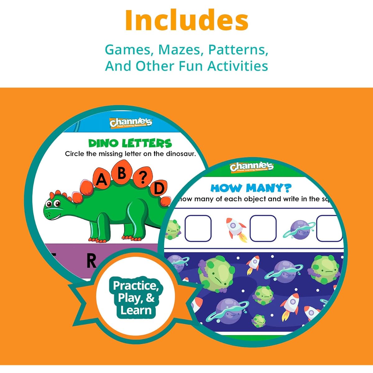 Channie's My Fun Pre-K Activity Flash Cards - 30 Kindergarten Dry Erase Educational Cards for Ages 3+ - Playful Learning Activities, Games, Coloring, Tracing Letters & Numbers, Counting and More