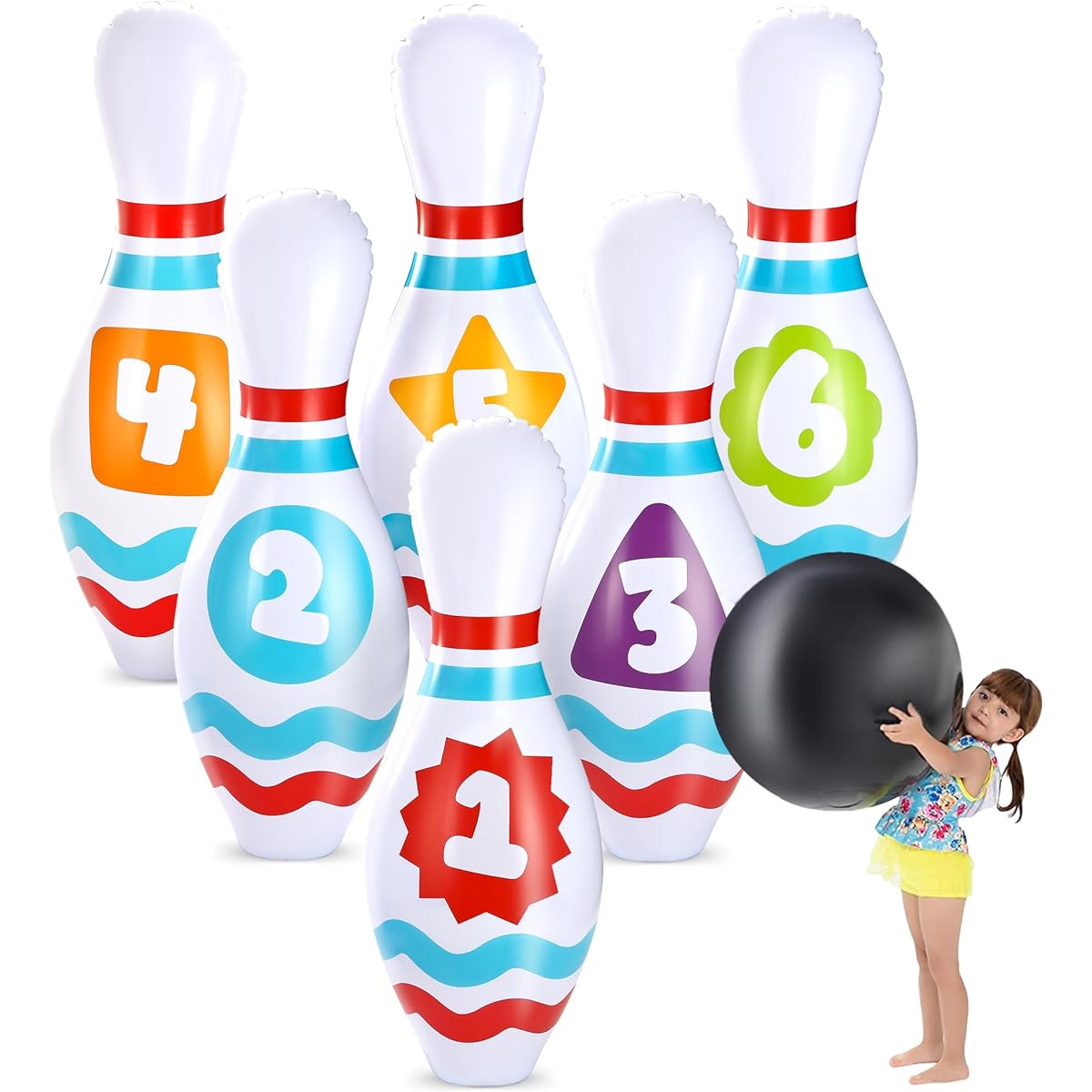 Giant Inflatable Bowling Set, Huge, Fun, Game, Party, Indoor, Outdoor, Kids, Group, Toy