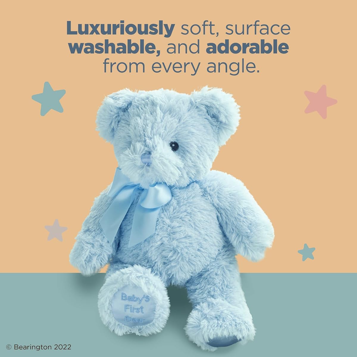 Bearington Baby First Teddy Bear Blue Stuffed Animal Plush Toy, 12"