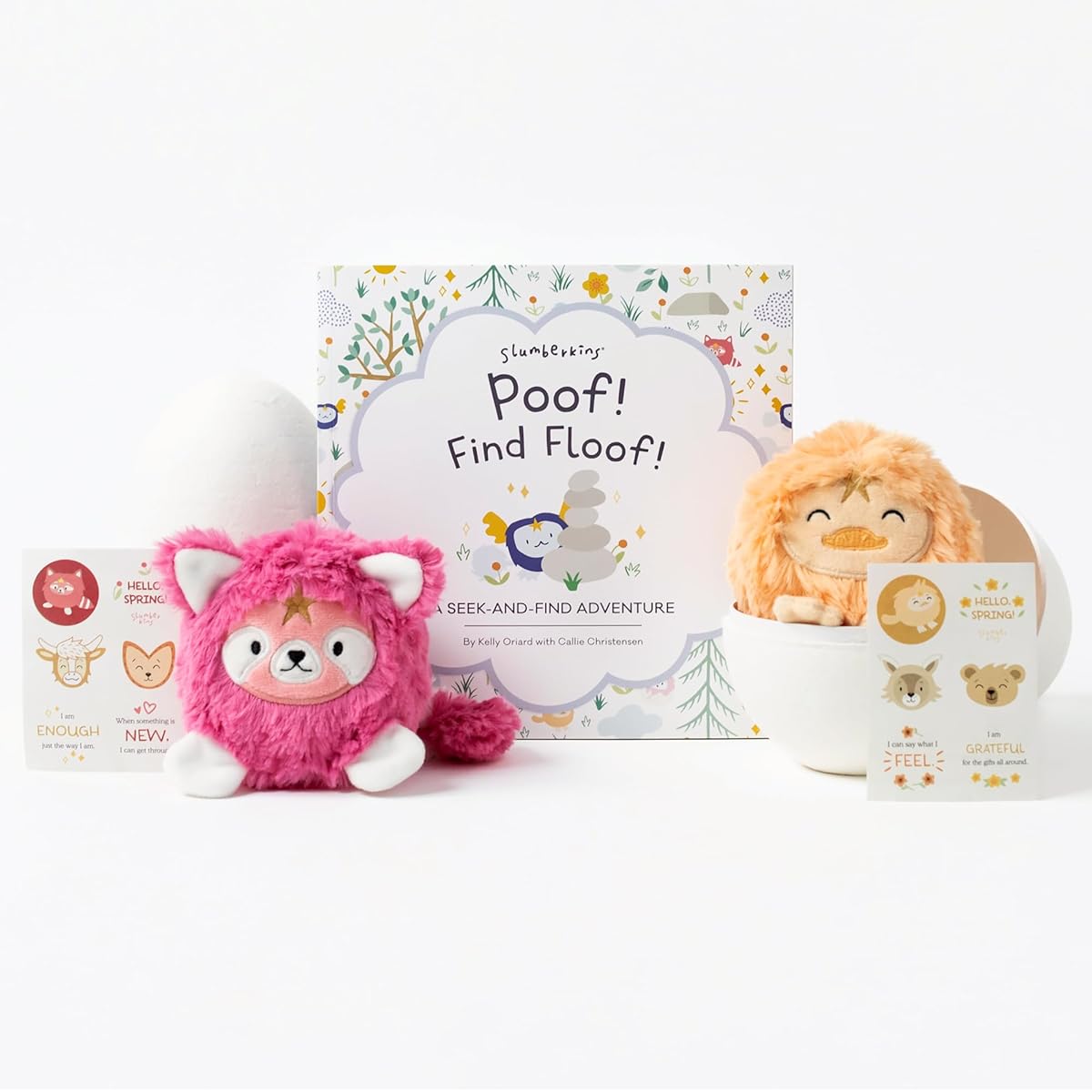 Slumberkins Poof!Find Floof!Book + Red Panda Egg Mini Plush + Platypus Egg Mini Plush - Easter Gift Set SEL Social Emotional Learning Toy for Boys & Girls
